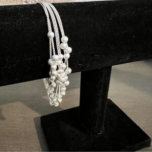 Danity Silver beaded/Chain Bracelet with Toggle Closure